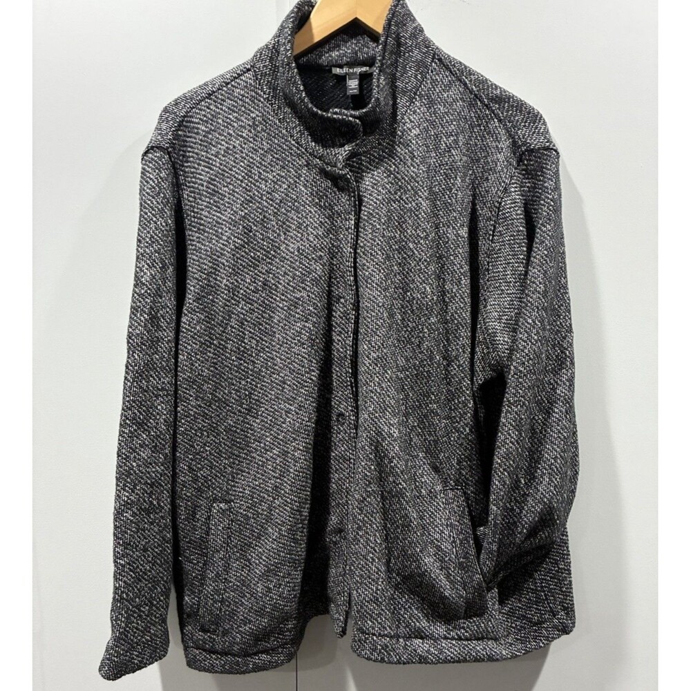 Eileen Fisher Lightweight Jacket XL Organic Cotton Terry Snap Minimalist Chic